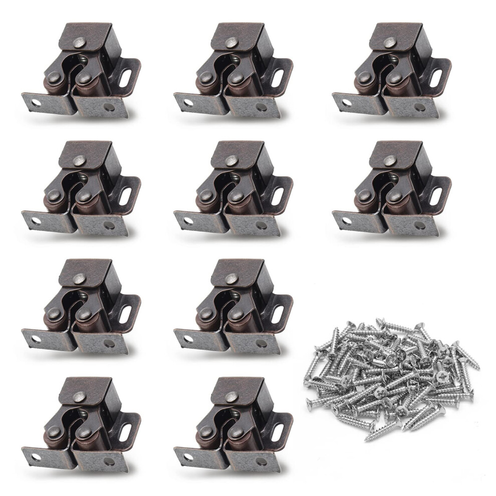 Luomorgo 10 Pack Double Roller Catch Cabinet Latches With Spear Strike 604213502827