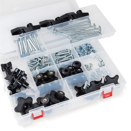 POWERTEC 71127 128 Τεμάχια Σετ Κιτ Κομβίων T Track με 5 Αστέρια