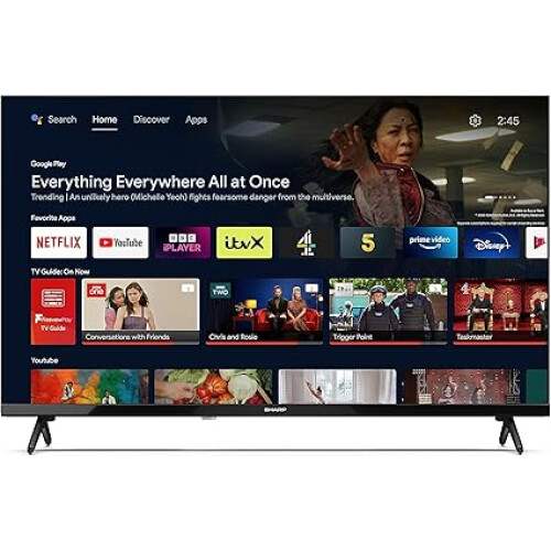 Sharp Sharp 32FH6KA 32-Inch HD Ready Android TV in Black with Active Motion 400, Chromecast, Google Assistant 1