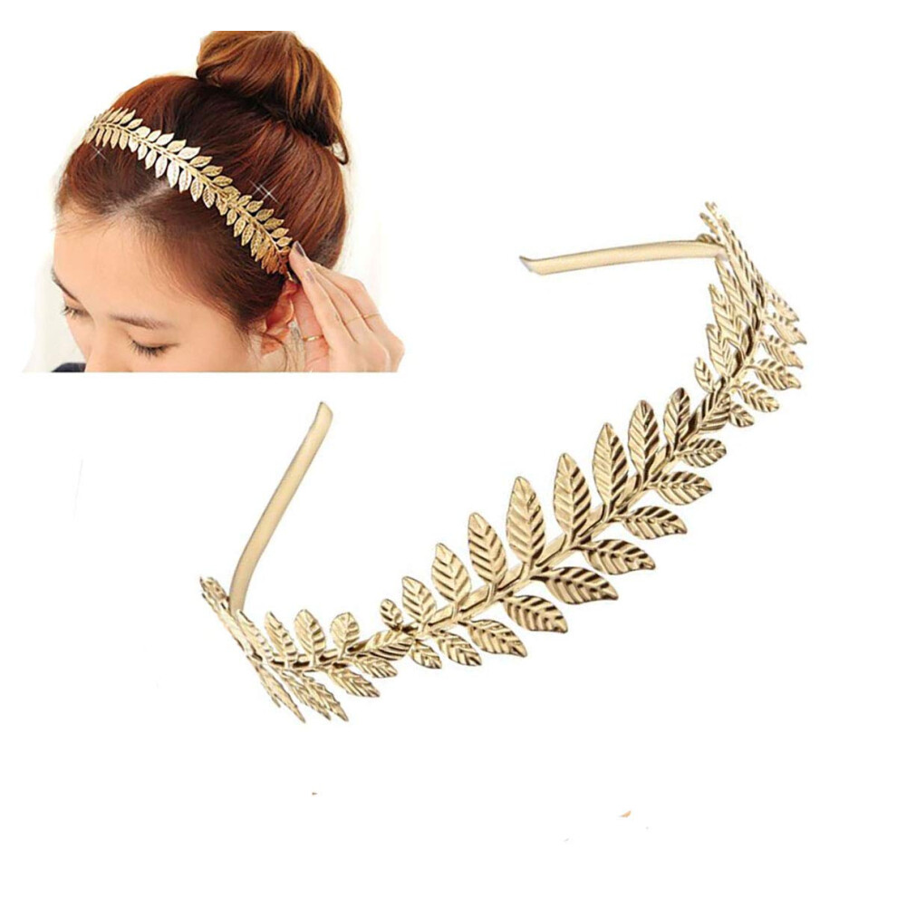 Cerchietto Per Capelli Con Foglie Di Alloro Greco E Romano, Per Capelli Da Sposa, Corona Per Capelli Con Foglie Di Metallo, Accessori Per Capelli (Oro – A#)-image