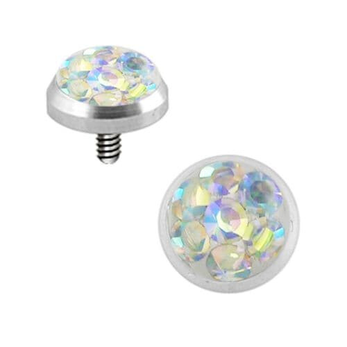 (Aurora Borealis) Crystal Stone Dermal Anchor Top