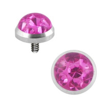 (Pink) Crystal Stone Dermal Anchor Top