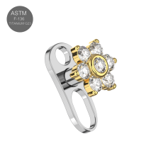 (Gold PVD) CZ Jewelled Spring Flower Dermal Anchor