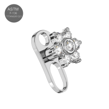 (Plain (Titanium)) CZ Jewelled Spring Flower Dermal Anchor