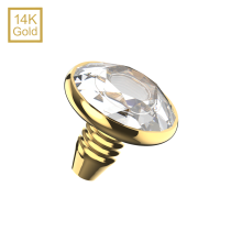 (3mm) 14K Solid Gold CZ Jewelled Internally Threaded Dermal Anchor Top