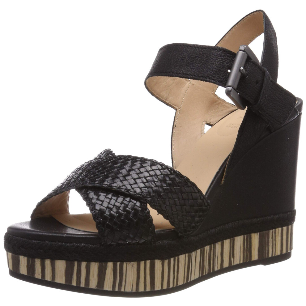 Geox Women's D Yulimar C Wedge Heels Sandals  Black  US 7.5