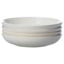 Le Creuset Stengods Pastaskålar, Vita, 9.75", Set om 4
