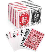 LotFancy spillekort stort tryk 12 s?t kort (6 sorte 6 r?de) Jumbo Index Poker St?rrelse til Texas Hold'em Blackjack Euchre kortspil