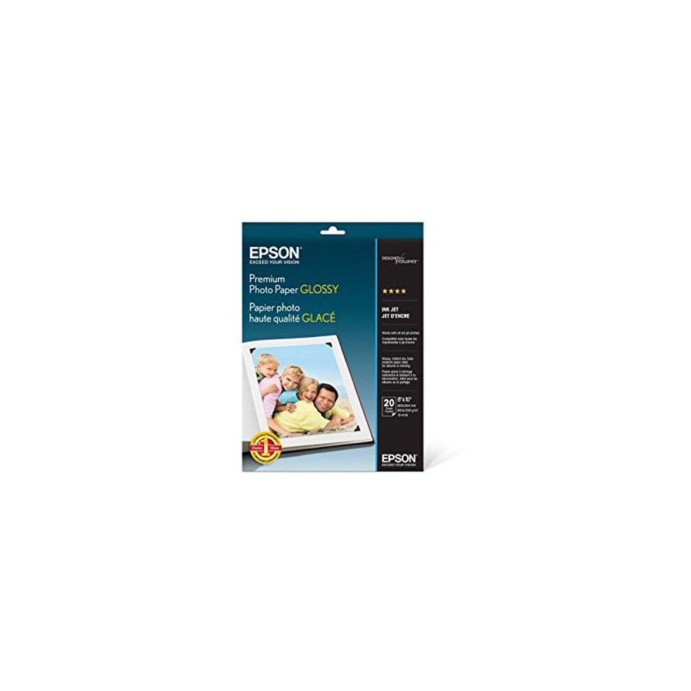 Photos - Office Paper Epson Premium Photo Paper 68 lbs HighGloss 8 x 10 20 SheetsPack S041465