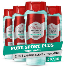 Old Spice Gel Douche pour Hommes, Parfum Pure Sport Plus, Collection Hardest Working, 16.0 oz (Pack de 4)