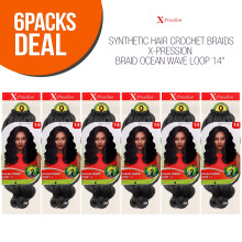 MULTI PACK DEALS! Outre Synthetic Hair Crochet Braids X-Pression Braid Ocean Wave Loop 14" (6-PACK, 1)