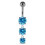 (Silver, Clear) Moving Jewelled Charms dangling SS Bar Navel Ring 5