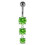 (Silver, Clear) Moving Jewelled Charms dangling SS Bar Navel Ring 10