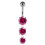 (Silver, Clear) Moving Jewelled Charms dangling SS Bar Navel Ring 11