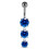 (Silver, Clear) Moving Jewelled Charms dangling SS Bar Navel Ring 3
