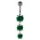 (Silver, Clear) Moving Jewelled Charms dangling SS Bar Navel Ring 8