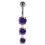 (Silver, Clear) Moving Jewelled Charms dangling SS Bar Navel Ring 4