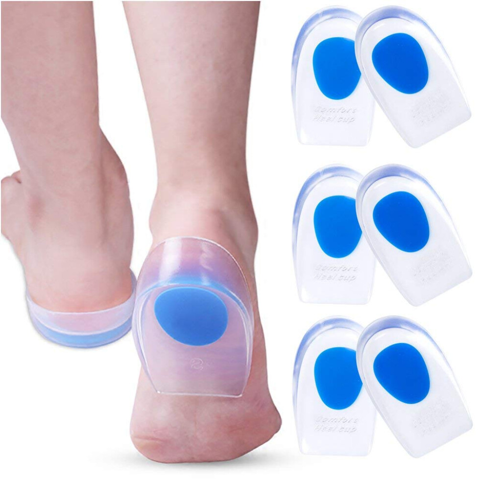 Rhythmus-Technologie 3 Pair Gel Heel Cups Plantar Fasciitis Inserts - Silicone Gel Heel Pad