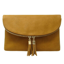 Solene Damen Envelop Clutch Umhngetasche mit Quasten-Akzent (WU075-Senf)