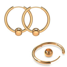 (Rose Gold, 14mm) Surgical Steel Hinged Sleeper Earrings Hoops with Bead Ball
