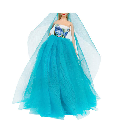 Vestido de noiva BJDBUS Blue Roushing tras 2