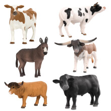 Terra by Battat - 6 Pz Giocattoli Animali della Fattoria - Figurine Plastiche Realistiche di Mucca, Toro, Asino