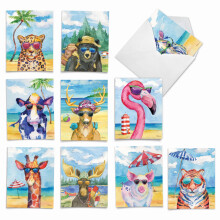 Set di biglietti d'auguri vuoti assortiti con animali selvatici divertenti e acquerelli di The Best Card Company - Inclusi 10 design di biglietti