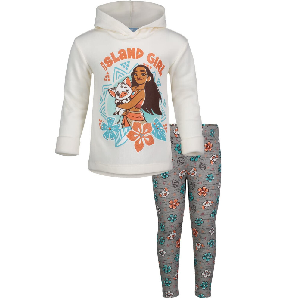 Disney Moana Toddler Girls Pullover Hoodie and Leggings Outfit Set Whi