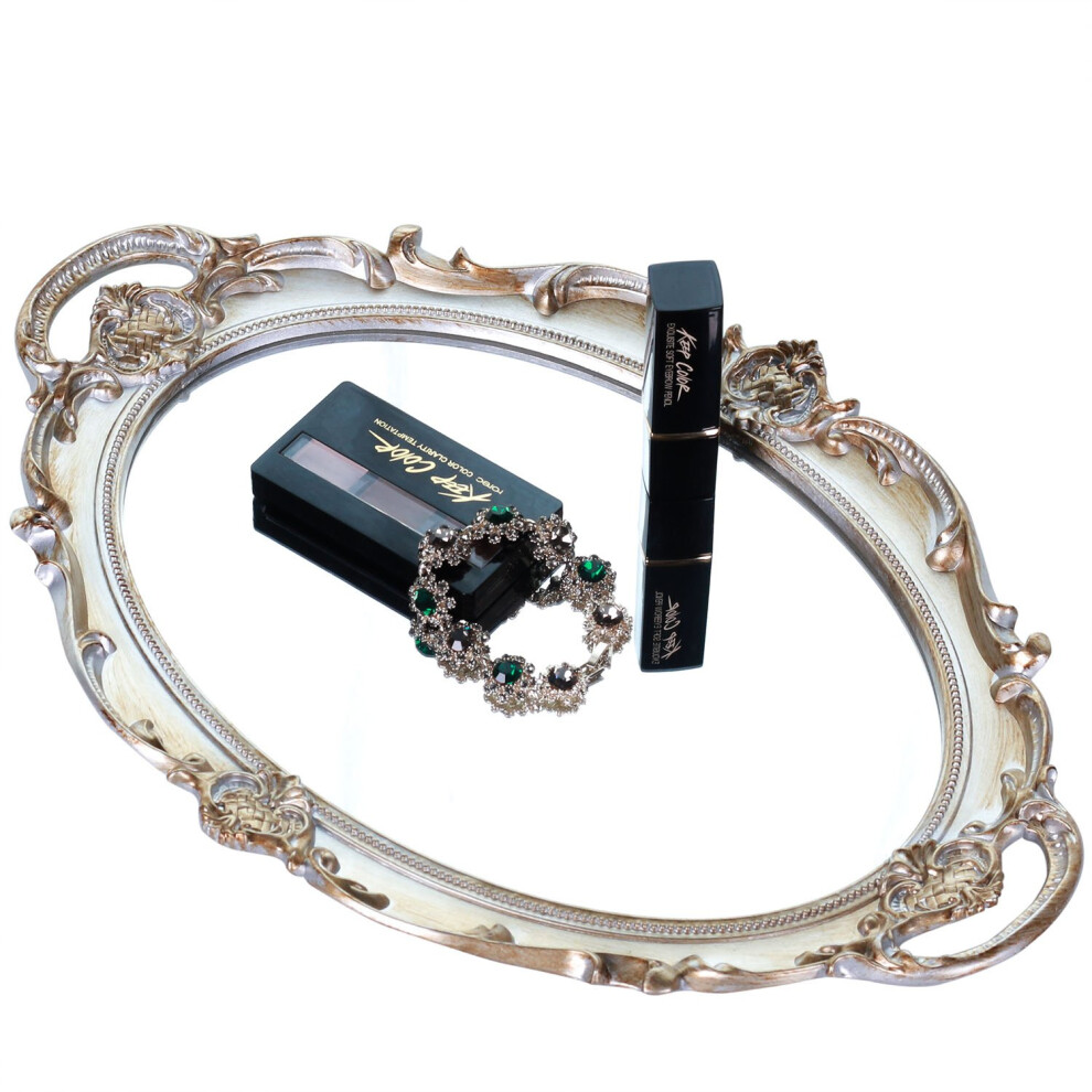 Vassoio Per Il Trucco Con Specchio Decorativo Antico In Poliresina Ellipse Zosenley-image