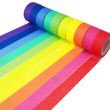 Banda Washi colorata Piokio, pachet multiplu de 10 role - Set de 164 de picioare x 15 mm la?ime Banda de culoare solida curcubeu pentru decorarea