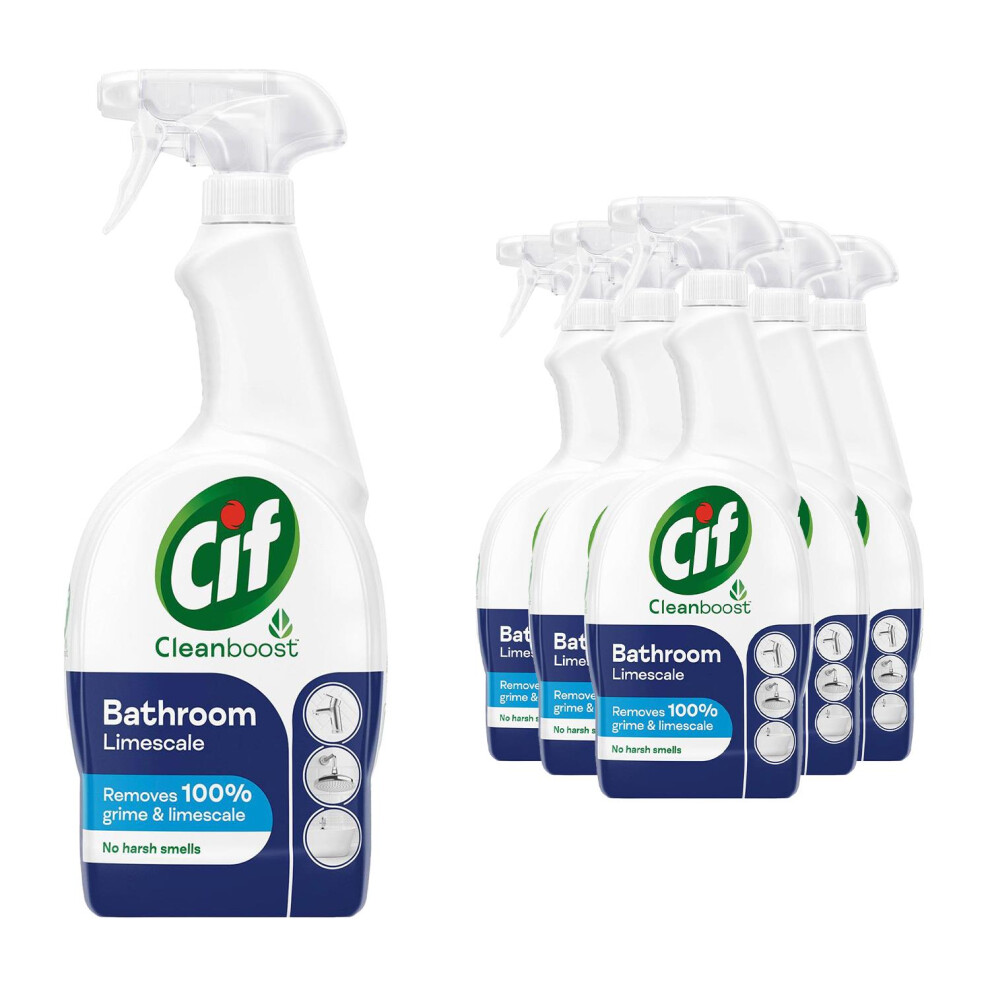 6x700ml Cif Cleanboost Bathroom Spray Removes Limescale