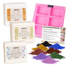 Pifito zeepmaakset DIY zeepmaakbenodigdheden - 3 lbs smelt- en gietzeepbasis (sheaboter geitenmelk havermout) 8-pack oxide pigment co