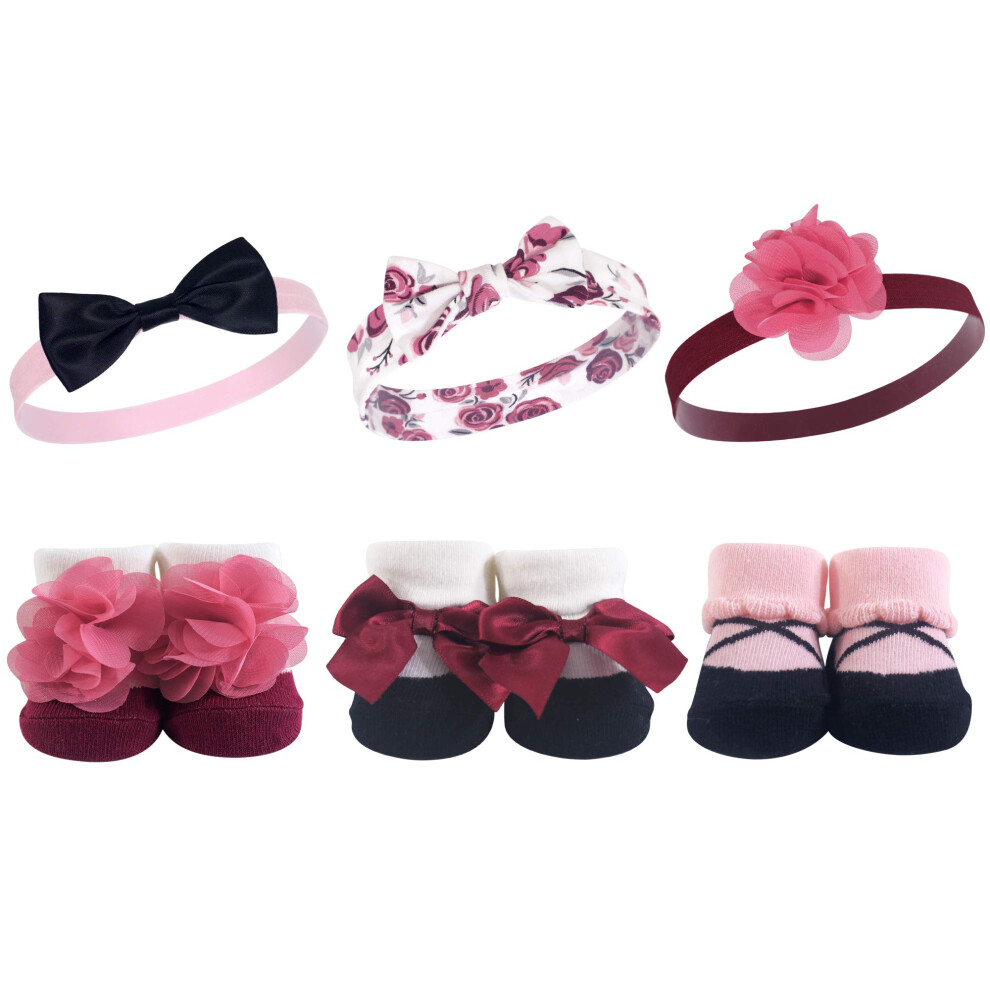 Coffret Cadeau Bandeau Et Chaussettes Pour B B Fille Hudson Baby Bordeaux Floral On-image