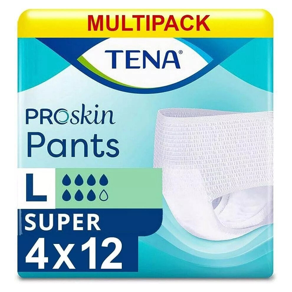 Tena Pants Super Large - Case - 4 Packs Of 12 -Incontinence Pants