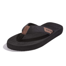 FITORY Men's Flip-Flops  Thongs Sandals Comfort Slippers for Beach Black Size 10