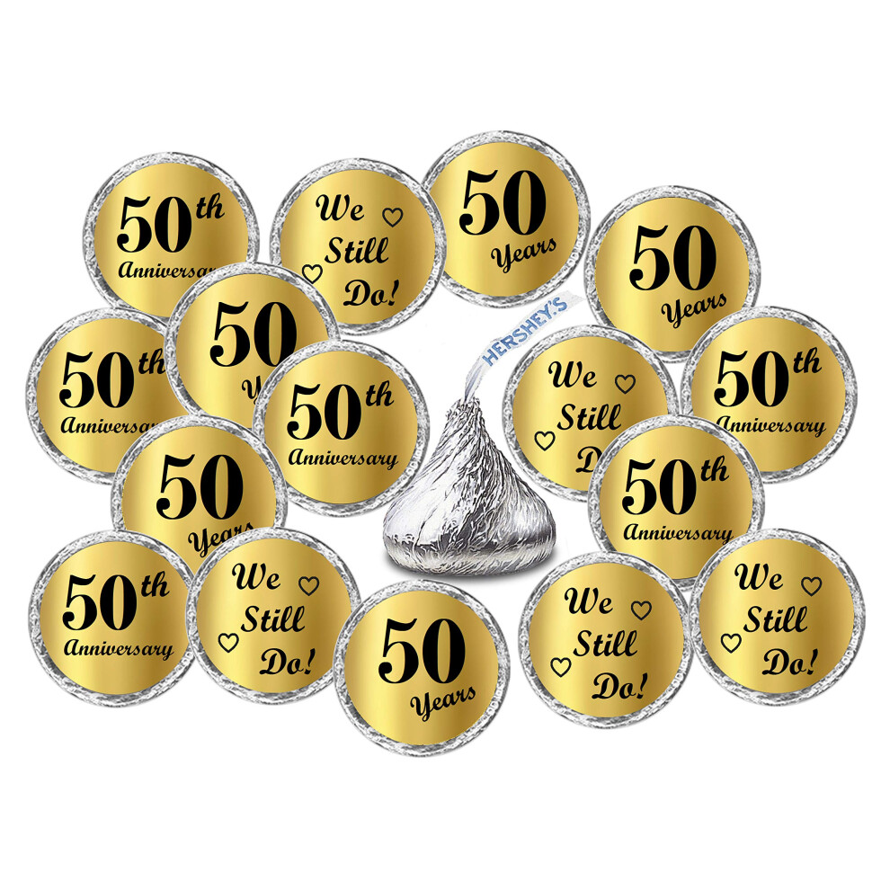 Gouden folie 50e jubileumkusjesstickers (set van 216) Chocolade Dro