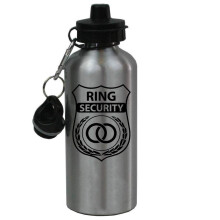 CustomGiftsNow Ring Security - Vielsesringb?rer 20-Ounce 600ML S?lv aluminiumssportsvandflaske 2 l?g (sort)