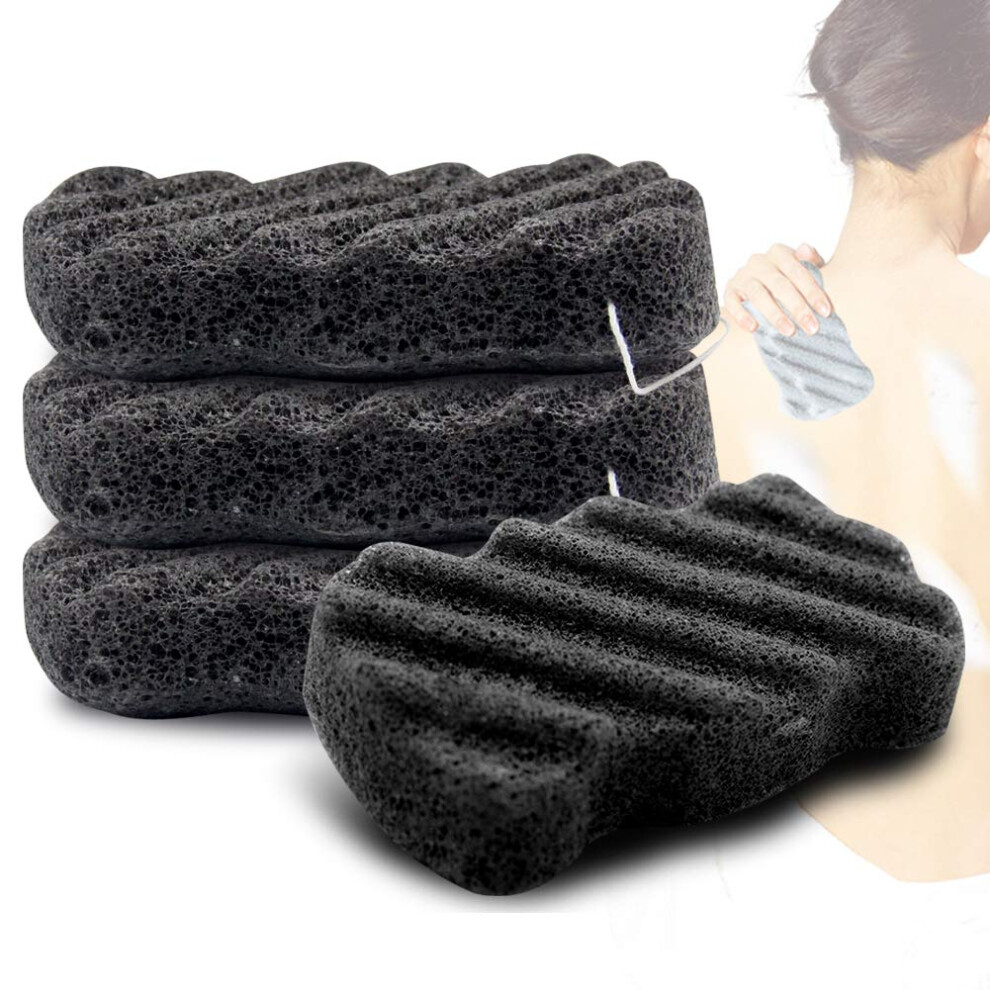 Bijrijder Konjac Body Sponge Set Of 4 Bamboo Charcoal Body Facial Sponge Exfoliator Sponge Exfoliating Facial Cleansing For Men Women (4 Pack)