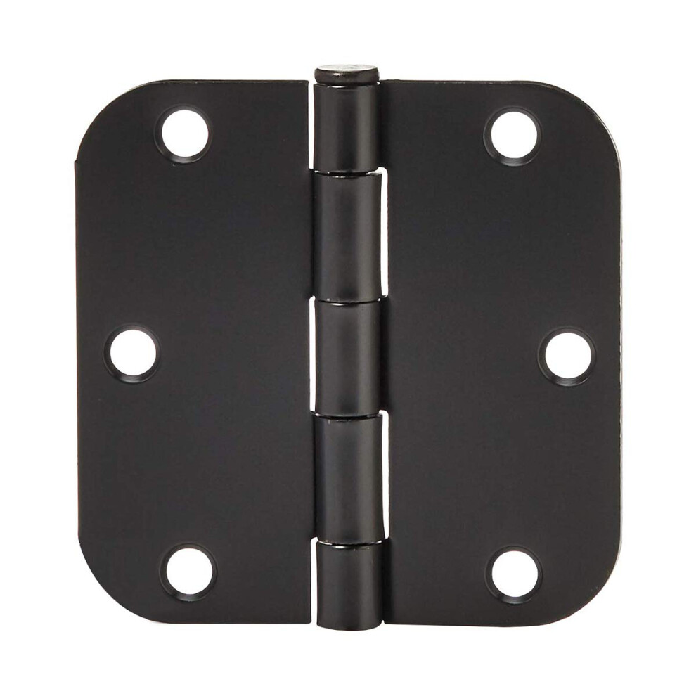 Amazon Basics Sturdy Rounded 5/8 Radius Interior Door Hinges  3.5 x 3.5  18 Pack  Matte Black