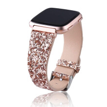 Johhipi Bling Bands Fashion Luxo Strap Strap Bandas de couro brilhante compat veis com Fitbit Versa/Versa 2/Lite Smart Watch