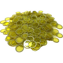 Mr Chips Magnetic Bingo Chips med metallkant 3/4 tum - 300 uppgraderade stycken gula transparent bingo chips - tillgngligt i 7 frger i en tera