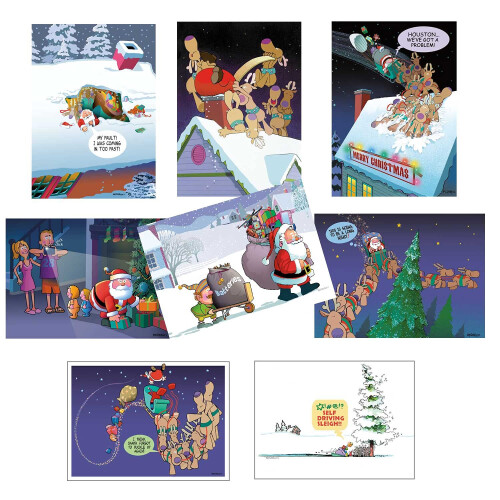 Stonehouse Collection Box-Set mit 24 lustigen Weihnachtskarten    8 Designs, 3 Karten pro Design