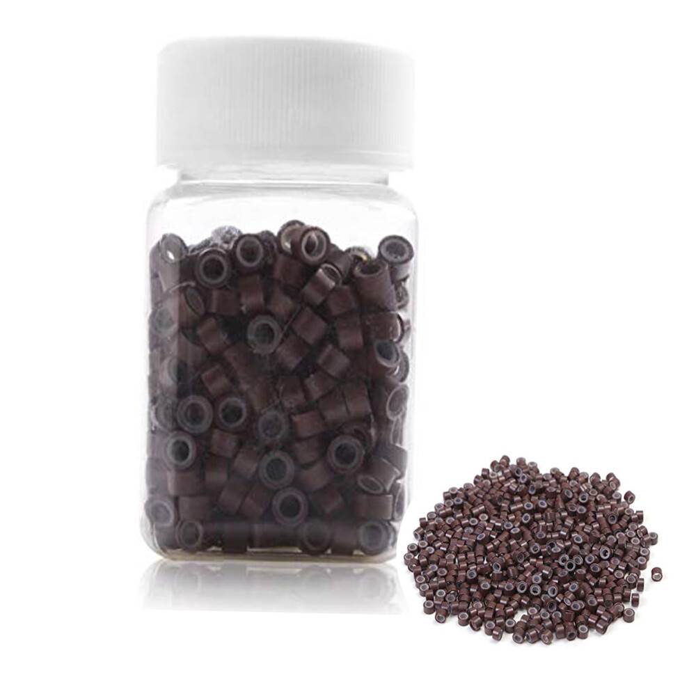Grappig Unisex Brown 1000 Silicone Micro Link Rings 5Mm Lined Beads Deadlocks For Hair Extensions Tool (1000Pcs(Pack Of 1) (1000Pcs )