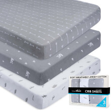 Lenis de bero unissex justos (pacote com 3) da GROW WILD  Lenis de bero de malha de algodo para meninos ou meninas 52 x 28 x 9 conjunto d