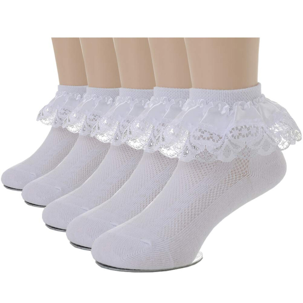 Xiyadun Lot de 5 paires de chaussettes en coton     volants pour b   b   s et enfants