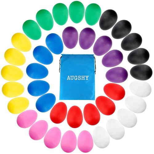 Augshy 40PCS Plastic Egg Shakers Percussion Musical Maracas Easter Egg