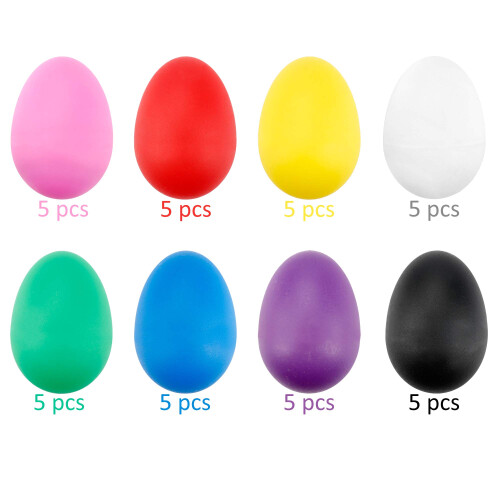 Augshy 40PCS Plastic Egg Shakers Percussion Musical Maracas Easter Egg 1