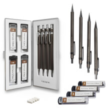 MozArt Druckbleistift-Set mit Etui  4 Gren: 0,3, 0,5, 0,7 und 0,9 mm mit je 30 HB-Minen und 4 Radiergummi-Nachfllungen  Skizzen, Zeichnen, Kunst