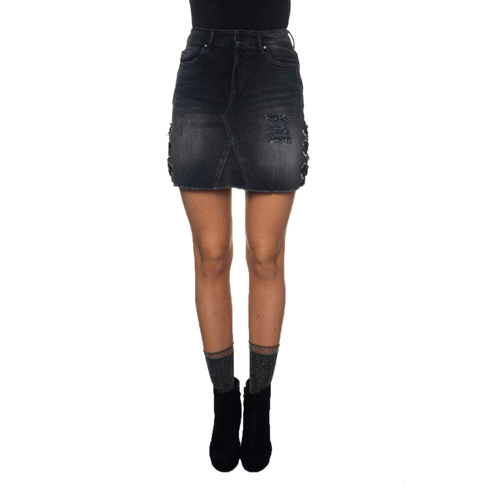 GUESS Womens Punk Metallic Mini Skirt  Black  26