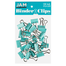 JAM PAPER Bunte Binderclips  Klein  3/4 Zoll (19 mm)  Blaugrne Binderclips  25/Packung